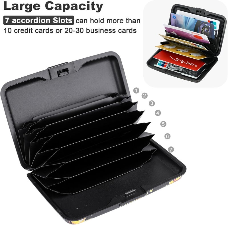 ELFISH Mini RFID Aluminum Wallet Credit Cards Holder Business Card Case Metal ID Case for Men Women (Yellow sunflower) - Image 5